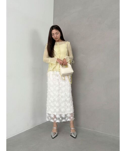 OUNNOUN(オウンノウン)の「【OUNNOUN】モチーフレースチュールタイトスカート(スカート・レディース・ミント/ホワイト/ブラック・MEDIUM/SMALL)」の8枚目の写真