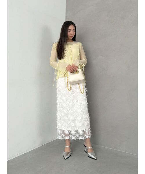 OUNNOUN(オウンノウン)の「【OUNNOUN】モチーフレースチュールタイトスカート(スカート・レディース・ミント/ホワイト/ブラック・MEDIUM/SMALL)」の9枚目の写真