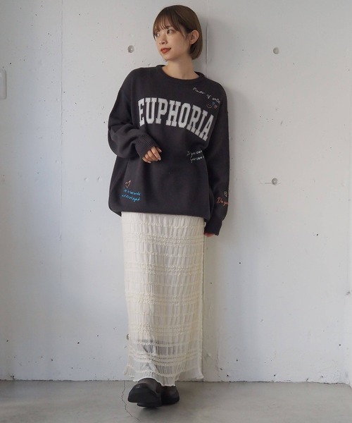 tiptop（ティップトップ）の「フリルレースシャーリングナロースカート（スカート・レディース・アイボリー/ブラック・FREE）」の10枚目の写真