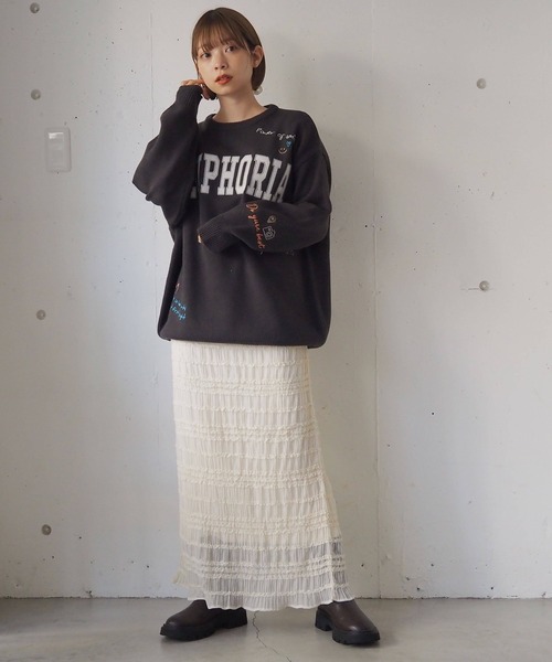 tiptop（ティップトップ）の「フリルレースシャーリングナロースカート（スカート・レディース・アイボリー/ブラック・FREE）」の11枚目の写真