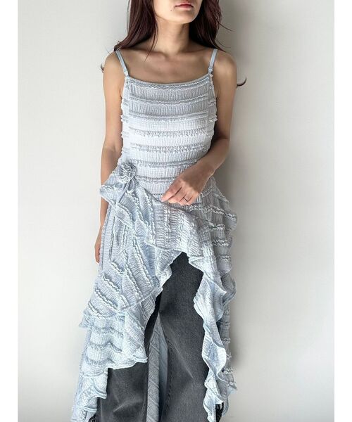 CALNAMUR(カルナムール)の「ROSE ASYMMETRIC HEM LONG OP/ローズアシンメトリーヘムロングワンピース(ワンピース・レディース・ブラック/ライトブルー/ホワイト・FREE)」の13枚目の写真