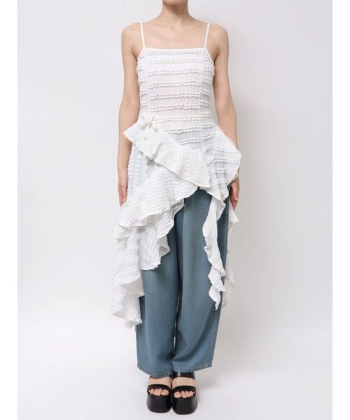 CALNAMUR(カルナムール)の「ROSE ASYMMETRIC HEM LONG OP/ローズアシンメトリーヘムロングワンピース(ワンピース・レディース・ブラック/ライトブルー/ホワイト・FREE)」の14枚目の写真