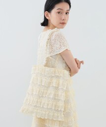 美品❣️CAROLINA GLASER フリルカゴバッグ　ピンク セリーヌかごバッグピンク