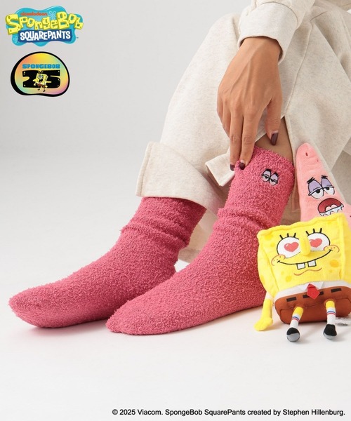 BAYFLOW（ベイフロー）の「【SpongeBob(スポンジ・ボブ)×BAYFLOW】ルームソックス（ソックス/靴下・レディース・イエロー/ピンク・0）」の2枚目の写真