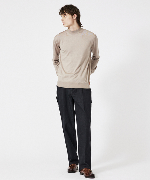 DESIGNWORKS（デザインワークス）の「シルク モックネック プルオーバーニット（ニット/セーター・メンズ・ベージュ/ブラック/サックスブルー・50/48/46）」の17枚目の写真