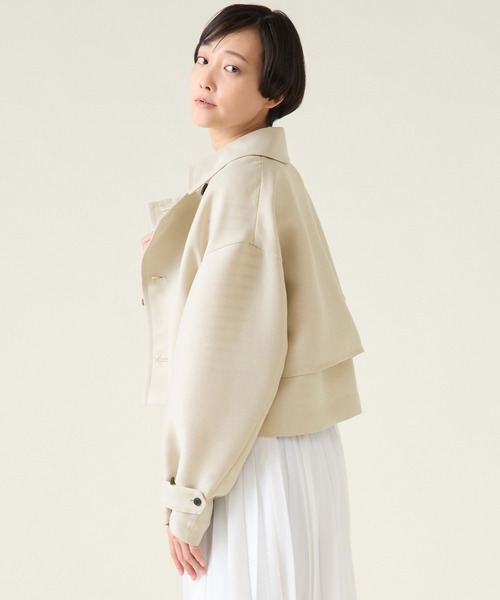 martinique（マルティニーク）の「ショートトレンチ（トレンチコート・レディース・ベージュ/ホワイト・FREE）」の3枚目の写真