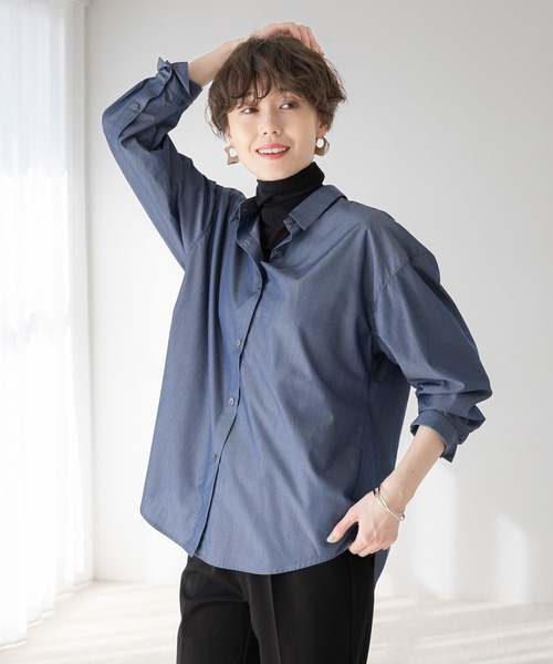 Elura（エルーラ）の「アイロンいらずレギュラーシャツ/253568（シャツ/ブラウス・レディース・ライトイエロー/ブラック系その他/ブルー/ライトブルー/ライトピンク/オレンジ/ベージュ/ネイビー・MEDIUM/SMALL/LARGE）」の6枚目の写真