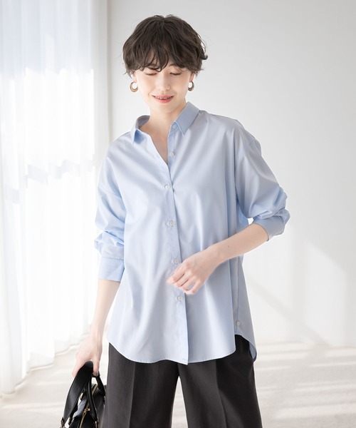 Elura（エルーラ）の「アイロンいらずレギュラーシャツ/253568（シャツ/ブラウス・レディース・ライトイエロー/ブラック系その他/ブルー/ライトブルー/ライトピンク/オレンジ/ベージュ/ネイビー・MEDIUM/SMALL/LARGE）」の4枚目の写真