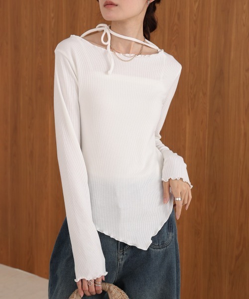 Bab（バブ）の「リボンメロートップス（Tシャツ/カットソー・レディース・オフホワイト/モカ/ブラック/グレー・M）」の16枚目の写真