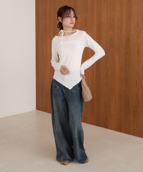 Bab（バブ）の「リボンメロートップス（Tシャツ/カットソー・レディース・オフホワイト/モカ/ブラック/グレー・M）」の17枚目の写真