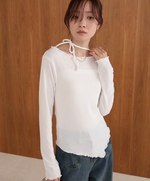 Bab（バブ）の「リボンメロートップス（Tシャツ/カットソー・レディース・オフホワイト/モカ/ブラック/グレー・M）」の18枚目の写真