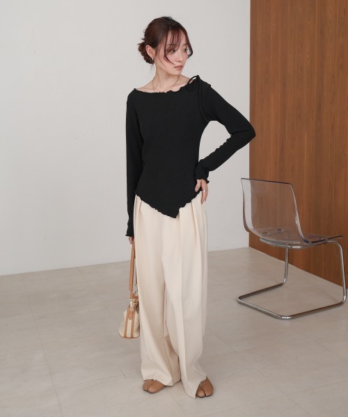 Bab（バブ）の「リボンメロートップス（Tシャツ/カットソー・レディース・オフホワイト/モカ/ブラック/グレー・M）」の8枚目の写真