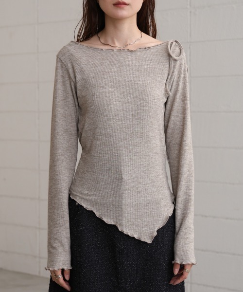 Bab（バブ）の「リボンメロートップス（Tシャツ/カットソー・レディース・オフホワイト/モカ/ブラック/グレー・M）」の9枚目の写真