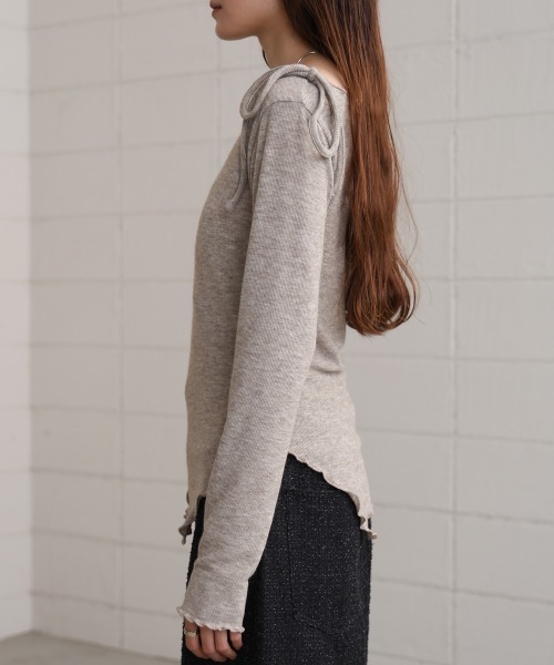 Bab（バブ）の「リボンメロートップス（Tシャツ/カットソー・レディース・オフホワイト/モカ/ブラック/グレー・M）」の13枚目の写真