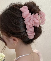 Lace Ladies（レースレディース）の「シュシュ風 シアー フリル ヘア バンスクリップ（バレッタ/ヘアクリップ）」