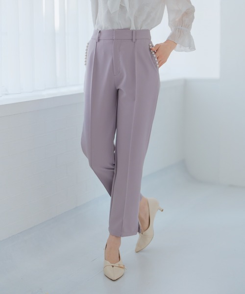 MISCH MASCH（ミッシュマッシュ）の「ポケットパールストレートパンツ（スラックス・レディース・ラベンダー/ホワイト/ブラック・S/M）」の3枚目の写真