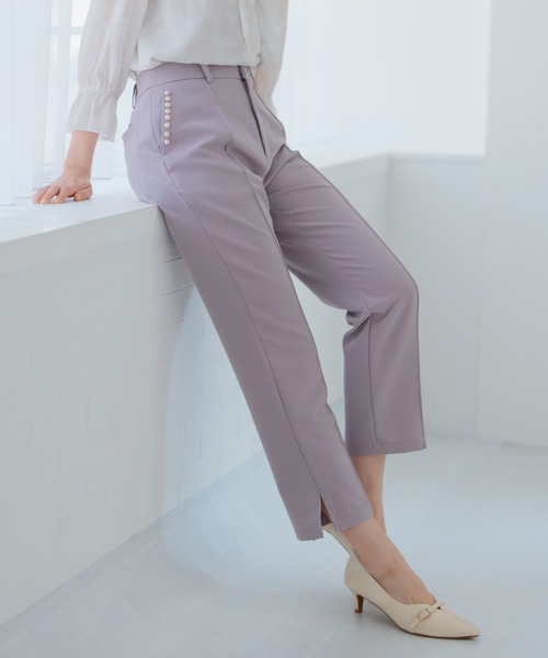 MISCH MASCH（ミッシュマッシュ）の「ポケットパールストレートパンツ（スラックス・レディース・ラベンダー/ホワイト/ブラック・S/M）」の8枚目の写真
