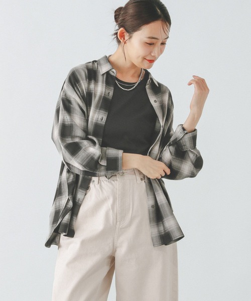 GLOBAL WORK（グローバルワーク）の「ラメチェックシャツ長袖/283797（シャツ/ブラウス・レディース・グリーン系その他4/ブラック系その他/ブルー系その他3/ホワイト系その他・MEDIUM/LARGE）」の15枚目の写真