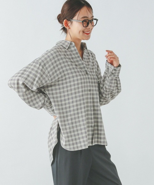 GLOBAL WORK（グローバルワーク）の「ラメチェックシャツ長袖/283797（シャツ/ブラウス・レディース・グリーン系その他4/ブラック系その他/ブルー系その他3/ホワイト系その他・MEDIUM/LARGE）」の20枚目の写真