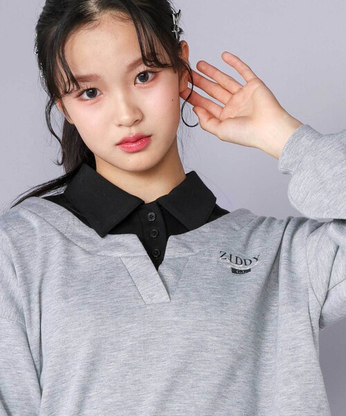 ZIDDY（ジディ）の「襟付きドロストシャツ(130~160cm)（シャツ/ブラウス・キッズ・グレー/ピンク・FREE/130cm/140cm/150cm）」の7枚目の写真