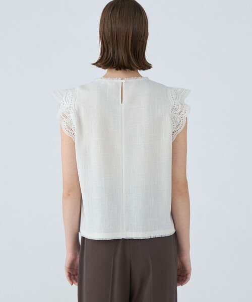 BALLSEY（ボールジィ）の「ポリエステルレーヨンカラミ レーススリーブブラウス（シャツ/ブラウス・レディース・グレー系その他/ブラック/ホワイト・36）」の7枚目の写真