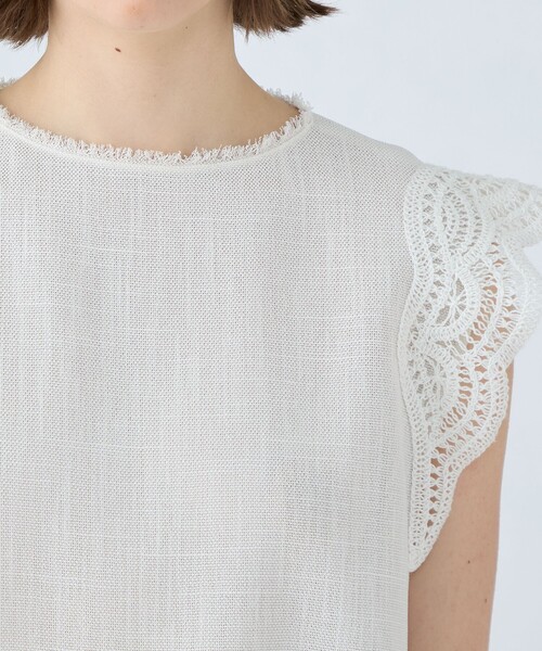 BALLSEY（ボールジィ）の「ポリエステルレーヨンカラミ レーススリーブブラウス（シャツ/ブラウス・レディース・グレー系その他/ブラック/ホワイト・36）」の8枚目の写真