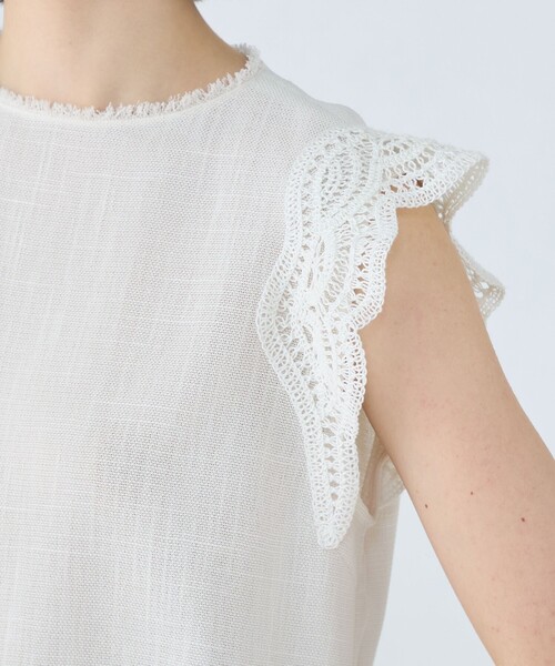 BALLSEY（ボールジィ）の「ポリエステルレーヨンカラミ レーススリーブブラウス（シャツ/ブラウス・レディース・グレー系その他/ブラック/ホワイト・36）」の10枚目の写真