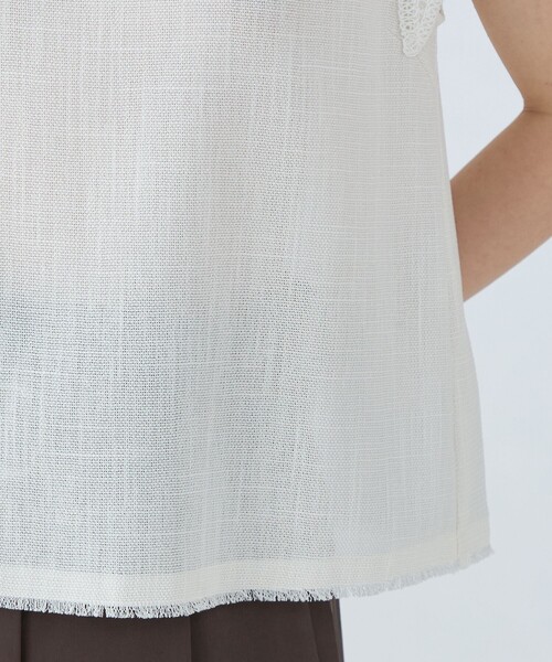 BALLSEY（ボールジィ）の「ポリエステルレーヨンカラミ レーススリーブブラウス（シャツ/ブラウス・レディース・グレー系その他/ブラック/ホワイト・36）」の11枚目の写真