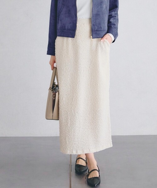 grove（グローブ）の「シャーリングナロースカート（スカート・レディース・ブラック/オフホワイト/ライトブルー・03/02/01/04/05）」の2枚目の写真