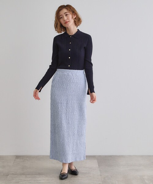 grove（グローブ）の「シャーリングナロースカート（スカート・レディース・ブラック/オフホワイト/ライトブルー・03/02/01/04/05）」の13枚目の写真