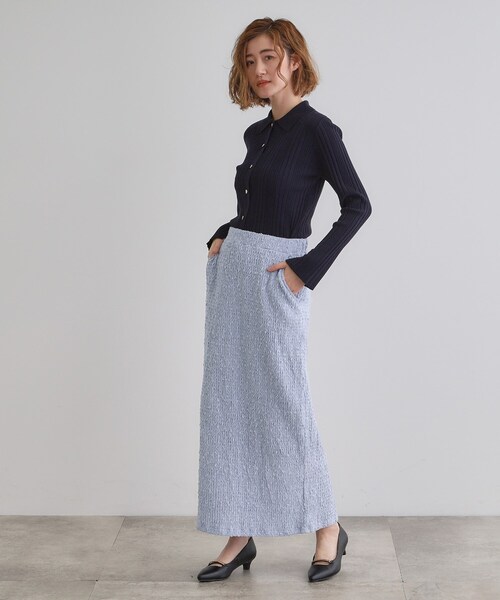 grove（グローブ）の「シャーリングナロースカート（スカート・レディース・ブラック/オフホワイト/ライトブルー・03/02/01/04/05）」の14枚目の写真