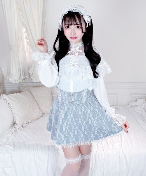 MA*RS（アメーバーマーズ）の「三つリボンレースケープブラウス（シャツ/ブラウス・レディース・ホワイト×ブラック/ブラック/ホワイト・FREE）」の14枚目の写真