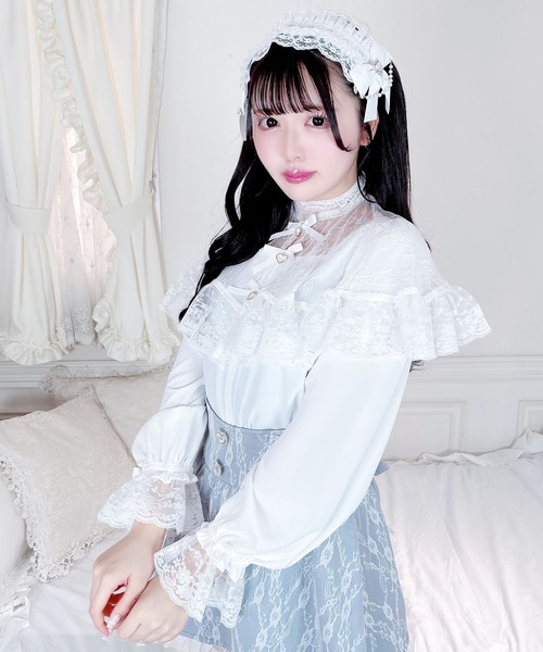 MA*RS（アメーバーマーズ）の「三つリボンレースケープブラウス（シャツ/ブラウス・レディース・ホワイト×ブラック/ブラック/ホワイト・FREE）」の13枚目の写真