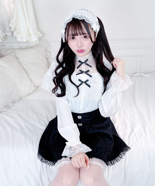 MA*RS（アメーバーマーズ）の「三つリボンレースケープブラウス（シャツ/ブラウス・レディース・ホワイト×ブラック/ブラック/ホワイト・FREE）」の19枚目の写真