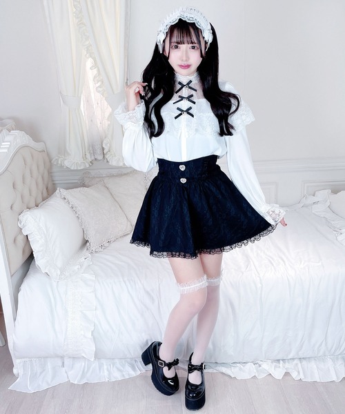 MA*RS（アメーバーマーズ）の「三つリボンレースケープブラウス（シャツ/ブラウス・レディース・ホワイト×ブラック/ブラック/ホワイト・FREE）」の20枚目の写真