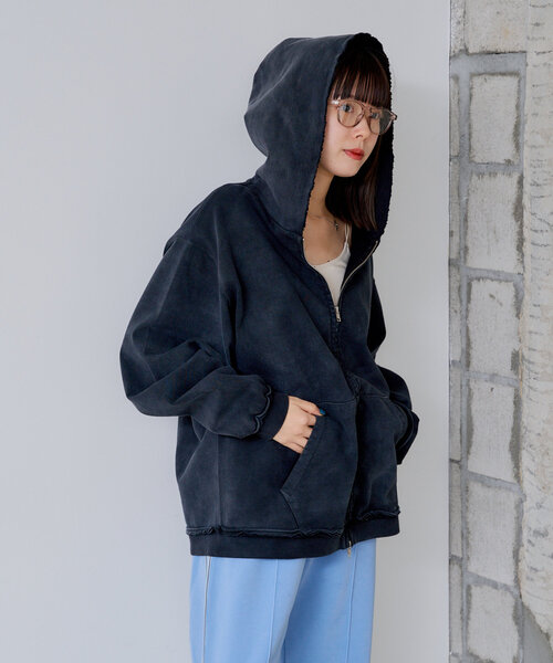 独特な セール】【UNISEX】サンフェードカットソージップパーカー トップス