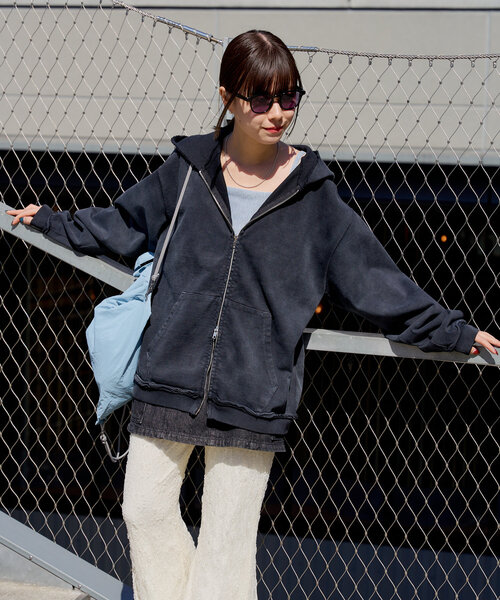 セール】【UNISEX】サンフェードカットソージップパーカー