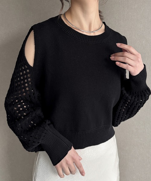 efu. SHEER LONG SLEEVE KNIT ワンショルダー完売品 楽天市場】先着100名様【店内全品50％OFFクーポン】8/24 20時