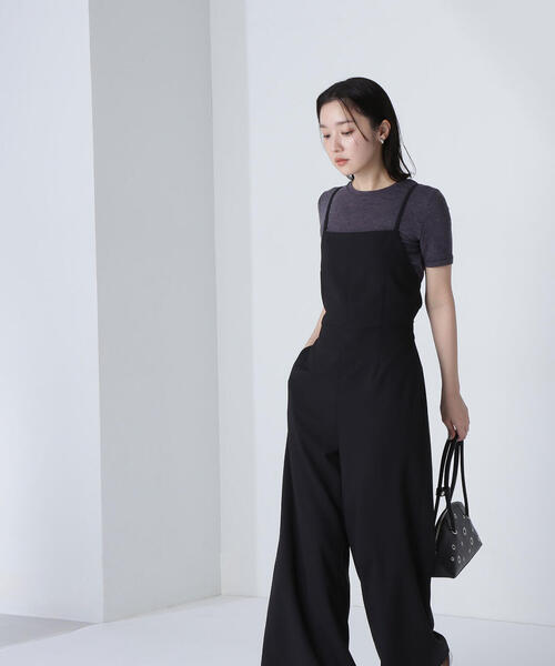 NATURAL BEAUTY BASIC(ナチュラルビューティーベーシック)の「◇【THINK NATURAL】バックオープンキャミオールインワン(つなぎ/オールインワン・レディース・ベージュ/ブラック・MEDIUM/P/S)」の6枚目の写真