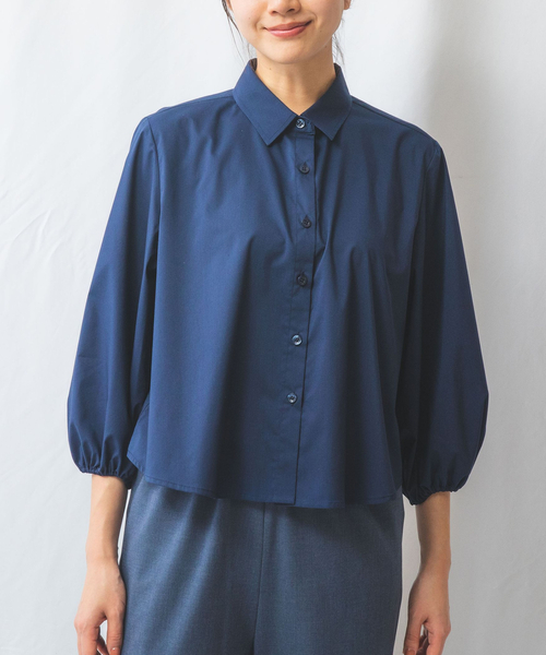 NARACAMICIE(ナラカミーチェ)の「【NARACAMICIE】バックフリル七分袖ブラウス(シャツ/ブラウス・レディース・ネイビー/ホワイト・M/L/S/XL)」の16枚目の写真