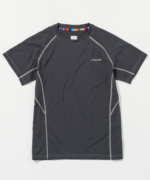 phenix outdoor(フェニックスアウトドア)の「phenix OUTDOOR(フェニックスアウトドア) レディース ライン柄 クルーネック半袖Tシャツ (吸水速乾 / 通気性)(Tシャツ/カットソー・レディース・ピンク/レモンイエロー/チャコールグレー/ブルーグリーン・XL/L/M/S)」の2枚目の写真