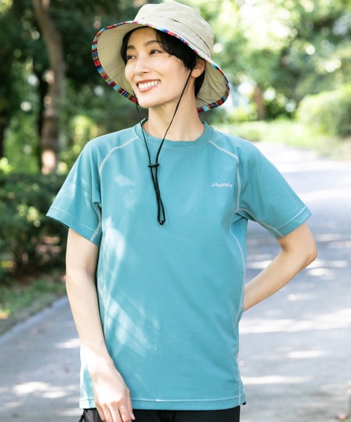 phenix outdoor(フェニックスアウトドア)の「phenix OUTDOOR(フェニックスアウトドア) レディース ライン柄 クルーネック半袖Tシャツ (吸水速乾 / 通気性)(Tシャツ/カットソー・レディース・ピンク/レモンイエロー/チャコールグレー/ブルーグリーン・XL/L/M/S)」の21枚目の写真