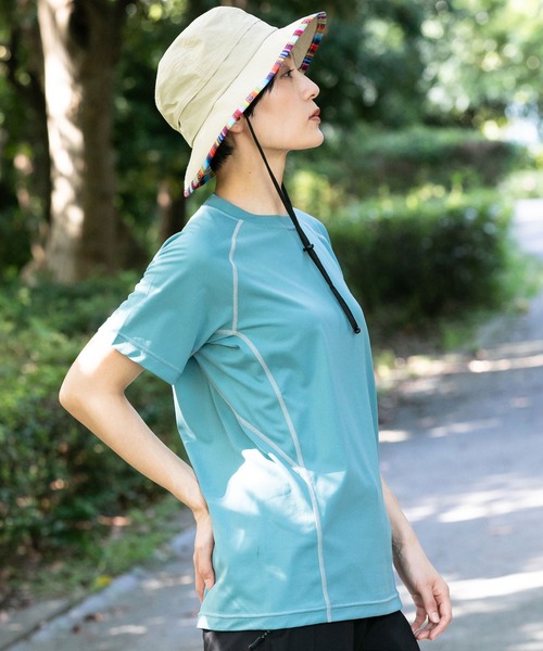 phenix outdoor(フェニックスアウトドア)の「phenix OUTDOOR(フェニックスアウトドア) レディース ライン柄 クルーネック半袖Tシャツ (吸水速乾 / 通気性)(Tシャツ/カットソー・レディース・ピンク/レモンイエロー/チャコールグレー/ブルーグリーン・XL/L/M/S)」の15枚目の写真