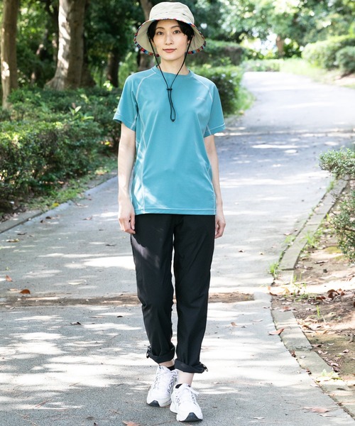 phenix outdoor(フェニックスアウトドア)の「phenix OUTDOOR(フェニックスアウトドア) レディース ライン柄 クルーネック半袖Tシャツ (吸水速乾 / 通気性)(Tシャツ/カットソー・レディース・ピンク/レモンイエロー/チャコールグレー/ブルーグリーン・XL/L/M/S)」の16枚目の写真