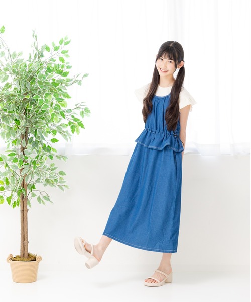 JAM & LINK（ジャムアンドリンク）の「ダンガリーワンピース（ワンピース・キッズ・サックスブルー/ブルー・160cm/150cm/140cm/130cm/120cm/110cm）」の15枚目の写真