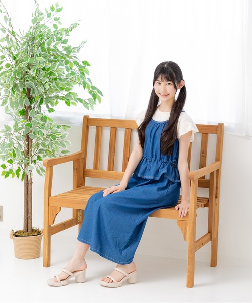 JAM & LINK（ジャムアンドリンク）の「ダンガリーワンピース（ワンピース・キッズ・サックスブルー/ブルー・160cm/150cm/140cm/130cm/120cm/110cm）」の16枚目の写真