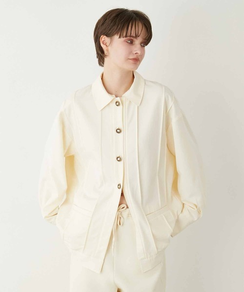 LIM-blessツイルシャツブルゾン セール】【LA PEAU DE GEM】pintuck shirt blouson/ピンタック