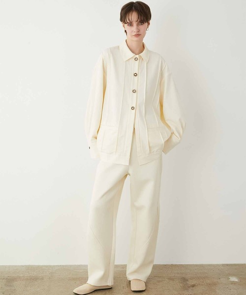 LA PEAU DE GEM（ラポドゥジェム）の「【LA PEAU DE GEM】pintuck shirt blouson/ピンタックシャツブルゾン（ブルゾン・レディース・ブラック/アイボリー・FREE）」の7枚目の写真