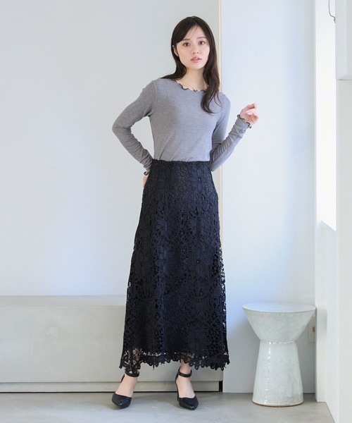 Andemiu（アンデミュウ）の「カットワークレースフレアスカート325592（スカート・レディース・ブラック/オフホワイト/ブルー・FREE）」の7枚目の写真