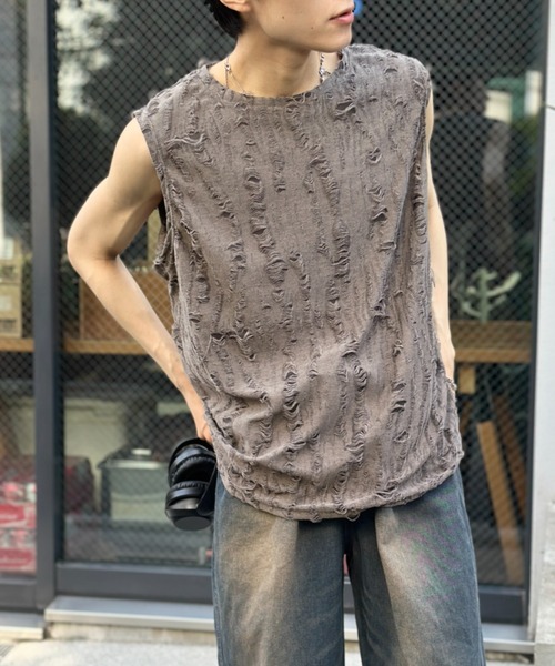 タグ付　未使用　UN3D. ノースリーブシャツ　ビッグタックスリーブレストップ UN3D.（アンスリード）の「BIG TUCK SLEEVELESS TOP / ビッグ